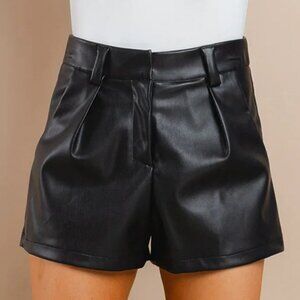 TCEC Black Faux Leather Shorts - SMALL